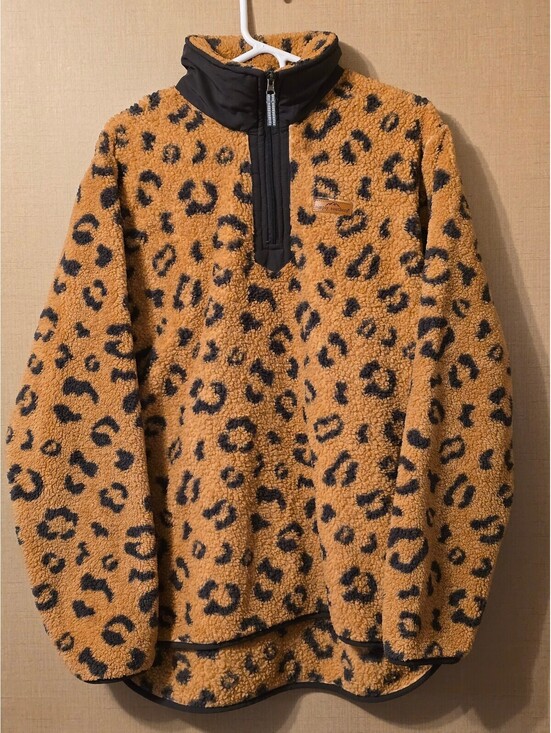 Simply Southern Tops - Simply Southern Leopard Sherpa Half Zip Pullover Fleece XXL
